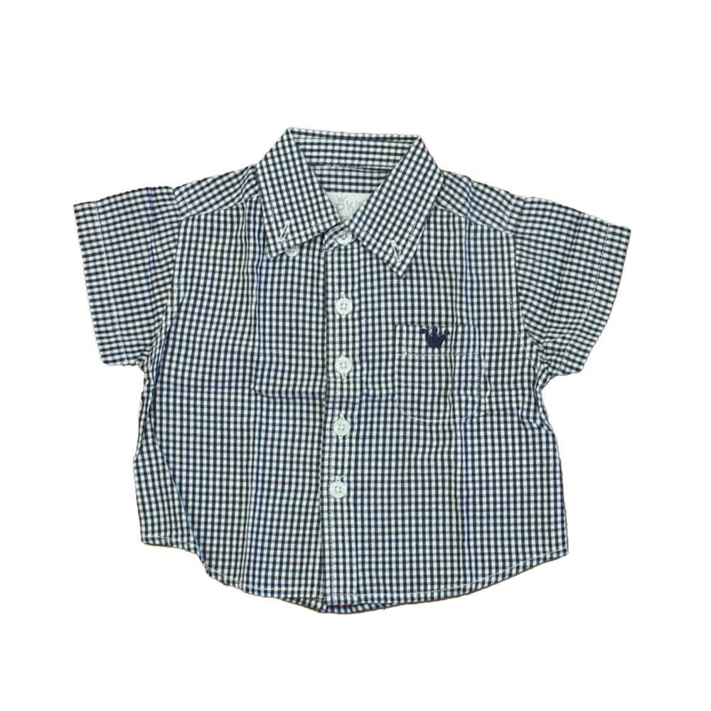 EPK Boys Navy | White Button Down Short Sleeve size: 6 Months